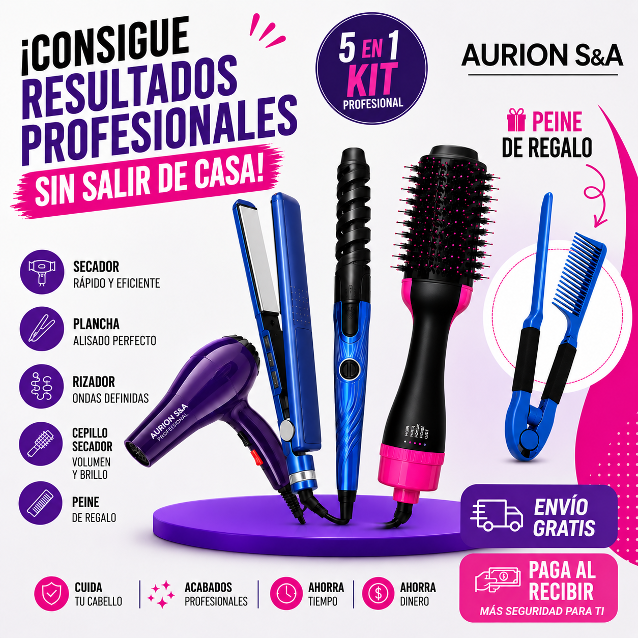 Combo Nano+Cepillo+secador